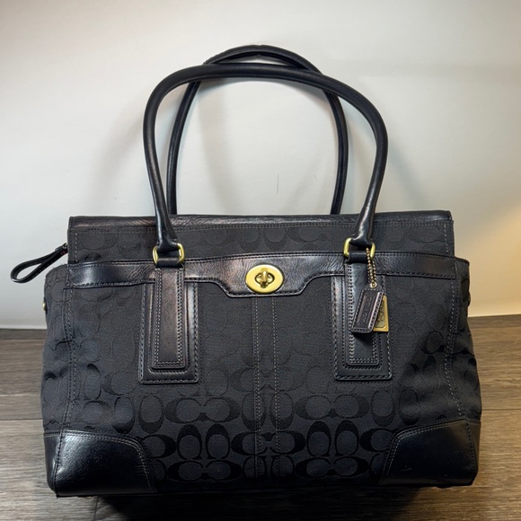 Vintage Coach Black Monogram Tote Bag XLarge  travel bag - Picture 1 of 16